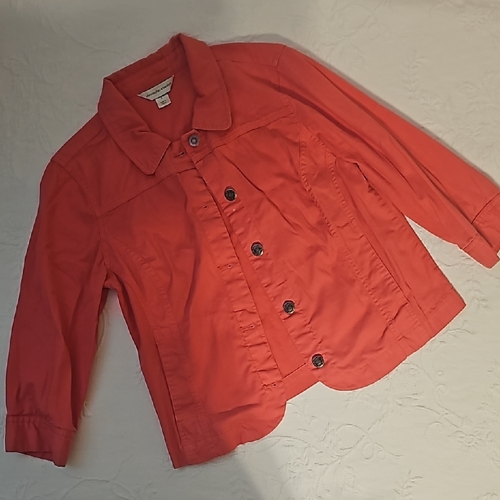 Christopher & Banks Womens Coral Cotton Jacket Sz S